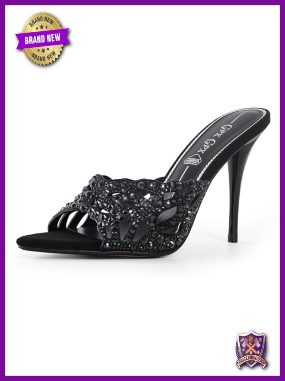 Stiletto Mules High Heel Rhinestone Cutout Open Toe Sandals Party Wedding Shoes